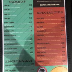 Centenario Mexican Grille - Check out this menu