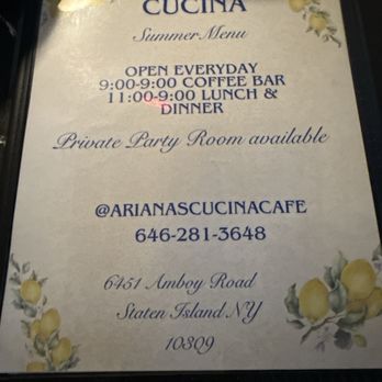 Ariana's Cucina - Coffee & Tea Near Me - Staten Island, New York