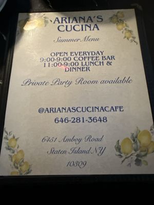 Menu photo 1 Ariana's Cucina Staten Island, NY