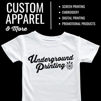 Underground Printing - Underground Printing Custom Apparel and More! - Screen Printing/T-Shirt Printing Near Me - Chapel Hill, North Carolina Underground Printing - Underground Printing Custom Apparel and More! - Screen Printing/T-Shirt Printing Near Me - Chapel Hill, North Carolina