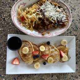 Greek omelette and pancakes Greek omelette and pancakes