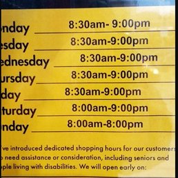 Back to 9PM closing time as of this week! Back to 9PM closing time as of this week!