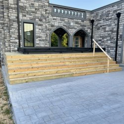 Applegate Renovations - Steps around a swim spa with a single simple railing exactly the way that the customer asked for it