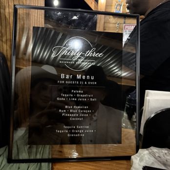 LVL33 - Menu available at the bar the day of the wedding - Bartenders Near Me - Hanford, California
