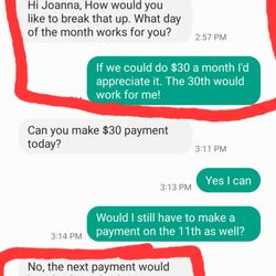 Big Tree Medical Weight Loss - A text exchange between the reviewer and Big Tree Medical showing the agreement to pay $30 a month