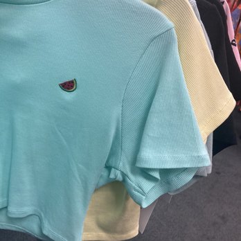 Mandee - Ribbed watermelon embroidered crop top - Accessories Near Me - Kearny, New Jersey