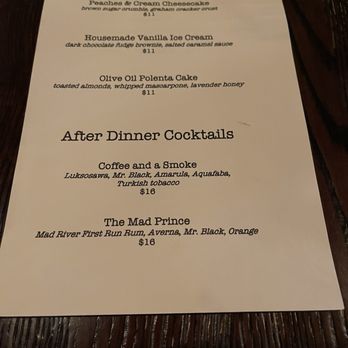 Oakes & Evelyn - Dessert menu - New American Near Me - Montpelier, Vermont Oakes & Evelyn - Dessert menu - New American Near Me - Montpelier, Vermont