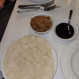 Crepes, Plum Sauce And Fried Rice