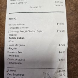 Our check. Not bad at all