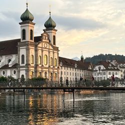 Jesuitenkirche - Sunset in Lucerne lake- Jesuit church behind Mount Pilatus- do you see the face?