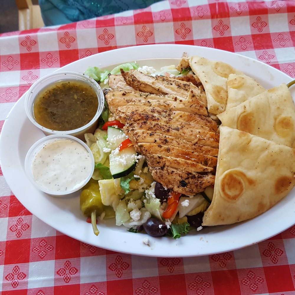 Bada Bing Grill - This is the Greek Salad with chicken breast on top!  Filling! - Italian Near Me - Arvada, Colorado