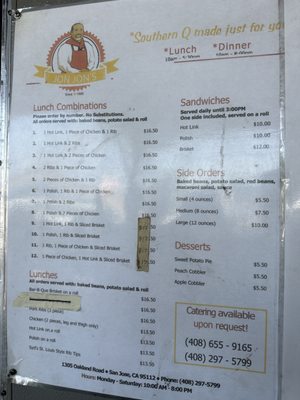 Menu photo 7 Jon Jon's San Jose, CA