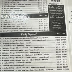 Continental seafood - Menu