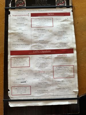 Menu photo 2 Crabby's Bar & Grill Winchester Bay, OR Menu photo 2 Crabby's Bar & Grill Winchester Bay, OR