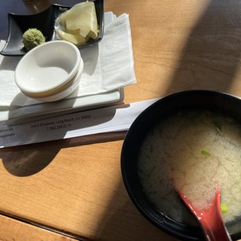 Sushi Mafia - Bowl of Miso with wasabi/ginger for soon-to-be-here maki - Sushi Bars Near Me - Long Beach, California Sushi Mafia - Bowl of Miso with wasabi/ginger for soon-to-be-here maki - Sushi Bars Near Me - Long Beach, California