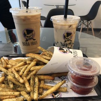 Boba Fries - Lemon pepper fries, dirty boba tea, and the caffeinated coffee tea - Bubble Tea Near Me - Elmhurst, New York Boba Fries - Lemon pepper fries, dirty boba tea, and the caffeinated coffee tea - Bubble Tea Near Me - Elmhurst, New York