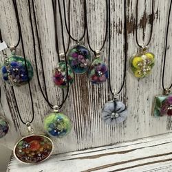 Farm Girl Finds - Felted necklaces .