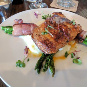 Cliff Dining Pub - Blackened Salmon with prosciutto wrapped asparagus and garlic potatoes. At the suggestion of Miss Mary. - Sushi Bars Near Me - Draper, Utah Cliff Dining Pub - Blackened Salmon with prosciutto wrapped asparagus and garlic potatoes. At the suggestion of Miss Mary. - Sushi Bars Near Me - Draper, Utah