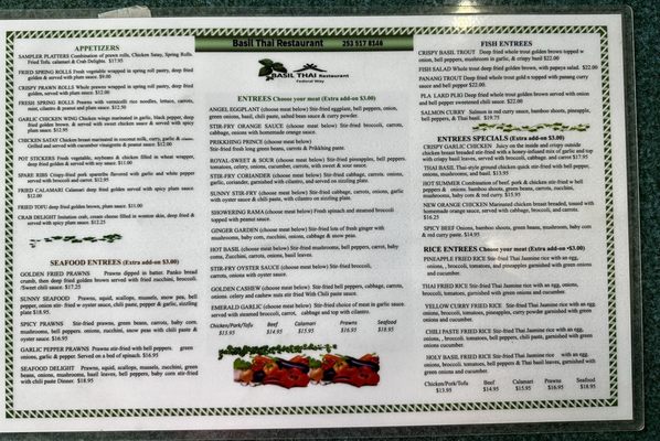 Menu photo 2 Basil Thai Restaurant Federal Way, WA