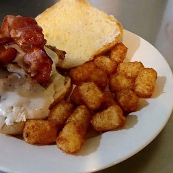 Whoop Stop - Wednesday special! Boneless southern fried chicken, homemade gravy, and skin on mashed potatoes with bacon on a roll with tater tots $6.95 - Gas Stations Near Me - Paige, Texas Whoop Stop - Wednesday special! Boneless southern fried chicken, homemade gravy, and skin on mashed potatoes with bacon on a roll with tater tots $6.95 - Gas Stations Near Me - Paige, Texas