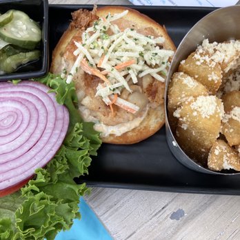 Hudson On The River - Shrimp and Scallop sandwich - New American Near Me - Stuart, Florida Hudson On The River - Shrimp and Scallop sandwich - New American Near Me - Stuart, Florida