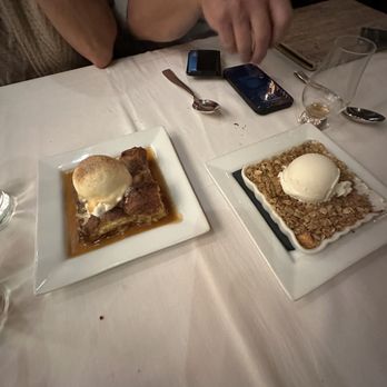 Next Door Kitchen and Bar - cider donut bread pudding and peach crisp dessert - New American Near Me - Ballston Spa, New York Next Door Kitchen and Bar - cider donut bread pudding and peach crisp dessert - New American Near Me - Ballston Spa, New York