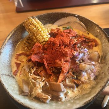Mensho - Garlic Knock Out Ramen without pork add corn ribs - Noodles Near Me - Houston, Texas