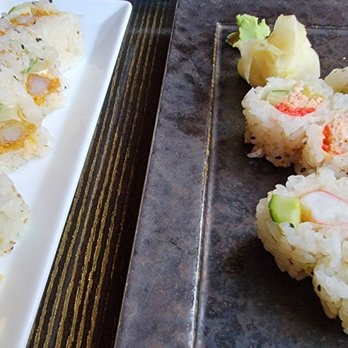 Yellowtail Japanese Restaurant & Lounge - California on left, poprock roll on right - Japanese Near Me - Las Vegas, Nevada