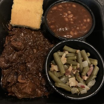 Mission BBQ - Chopped brisket with green beans and baked beans - Barbeque Near Me - Davie, Florida Mission BBQ - Chopped brisket with green beans and baked beans - Barbeque Near Me - Davie, Florida