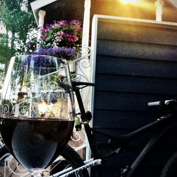 Hearthstone Restaurant - Beringer and my bike - no lock so they let me bring it up on the deck for dinner!  Hearthstone Breck - New American Near Me - Breckenridge, Colorado