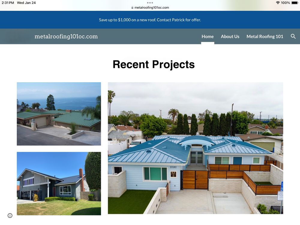 Slide of Metal Roofing