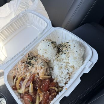 Kalei's Kitchenette - Poke plate (half shoyu/half spicy ahi) only available on Saturdays - Hawaiian Near Me - San Diego, California Kalei's Kitchenette - Poke plate (half shoyu/half spicy ahi) only available on Saturdays - Hawaiian Near Me - San Diego, California