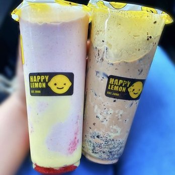 Happy Lemon - Strawberry shortcake, Oreo milk tea - Bubble Tea Near Me - Houston, Texas