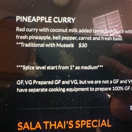 Menu, Spice leve 1 is medium. Menu, Spice leve 1 is medium.