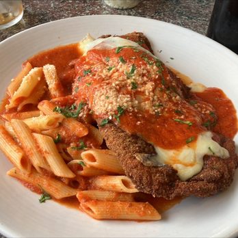 Ciao Amici Restaurant - Veal Cutlet Pollo Alla Parmigiana with Pasta - Italian Near Me - Wakefield, Massachusetts