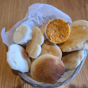 Malek Al Kabob - Bread with regular garlic dip and spicy garlic dip - Mediterranean Near Me - Dearborn, Michigan