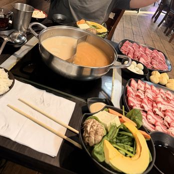 Shabu Time - Toro Beef Belly, American Kobe Beef, Tonkotsu non spicy broth, Miso spicy broth - Japanese Near Me - San Jose, California