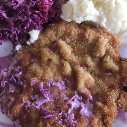 Pork cutlet, mashers and red cabbage Salad = $6!!