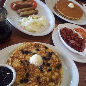 Stacks - short stack of plain and blueberry pancakes, spicy links, pork sausage, and scrambled egg whites - Breakfast & Brunch Near Me - Burlingame, California Stacks - short stack of plain and blueberry pancakes, spicy links, pork sausage, and scrambled egg whites - Breakfast & Brunch Near Me - Burlingame, California
