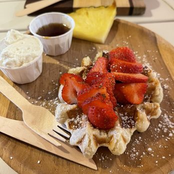 Wicked Hi Cafe - Waffle with fresh fruits - Coffee & Tea Near Me - Waialua, Hawaii Wicked Hi Cafe - Waffle with fresh fruits - Coffee & Tea Near Me - Waialua, Hawaii