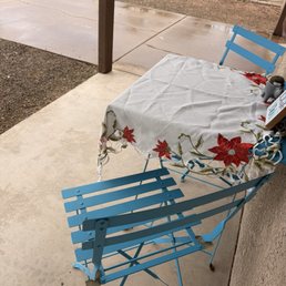 Rainy day and enjoying outside with cocoa and tea