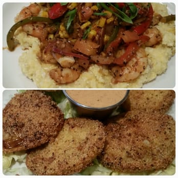 Boure Restaurant - Shrimp n grits with fried green tomatoes - New American Near Me - Oxford, Mississippi