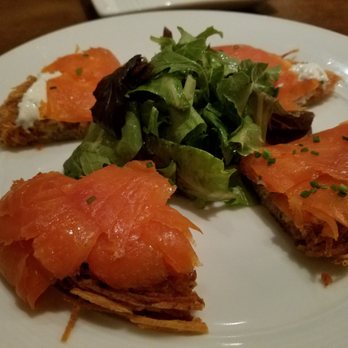 Wildflower - Fresh Smoked Salmon atop a crispy potato galette and some fantastic creme fraiche. A must try! - New American Near Me - Tucson, Arizona Wildflower - Fresh Smoked Salmon atop a crispy potato galette and some fantastic creme fraiche. A must try! - New American Near Me - Tucson, Arizona