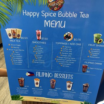 Happy Spice - Menu - Bubble Tea Near Me - Calgary, Alberta