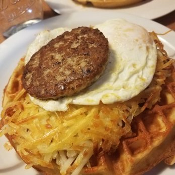 Old Town Waffles - Cheesy  Hash Brown Waffle - New American Near Me - Clovis, California