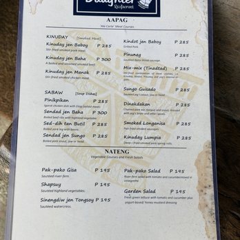 Farmer's Daughter - Menu 1: 10/2026. - Filipino Near Me - Baguio, BEN