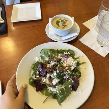 82 Queen - Roasted Beet Salad (front) and Award-Winning She Crab Soup (back) - Southern Near Me - Charleston, South Carolina