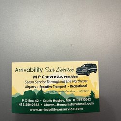 Arrivability Car Service - His contact information card