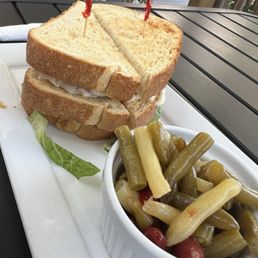 Club sandwich and three bean salad Club sandwich and three bean salad