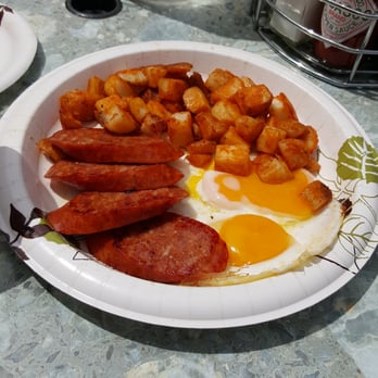 Eggs 'n Things - Waikiki Beach Eggspress - Portuguese sausage.  Undercooked and not too tasty. - Breakfast & Brunch Near Me - Honolulu, Hawaii